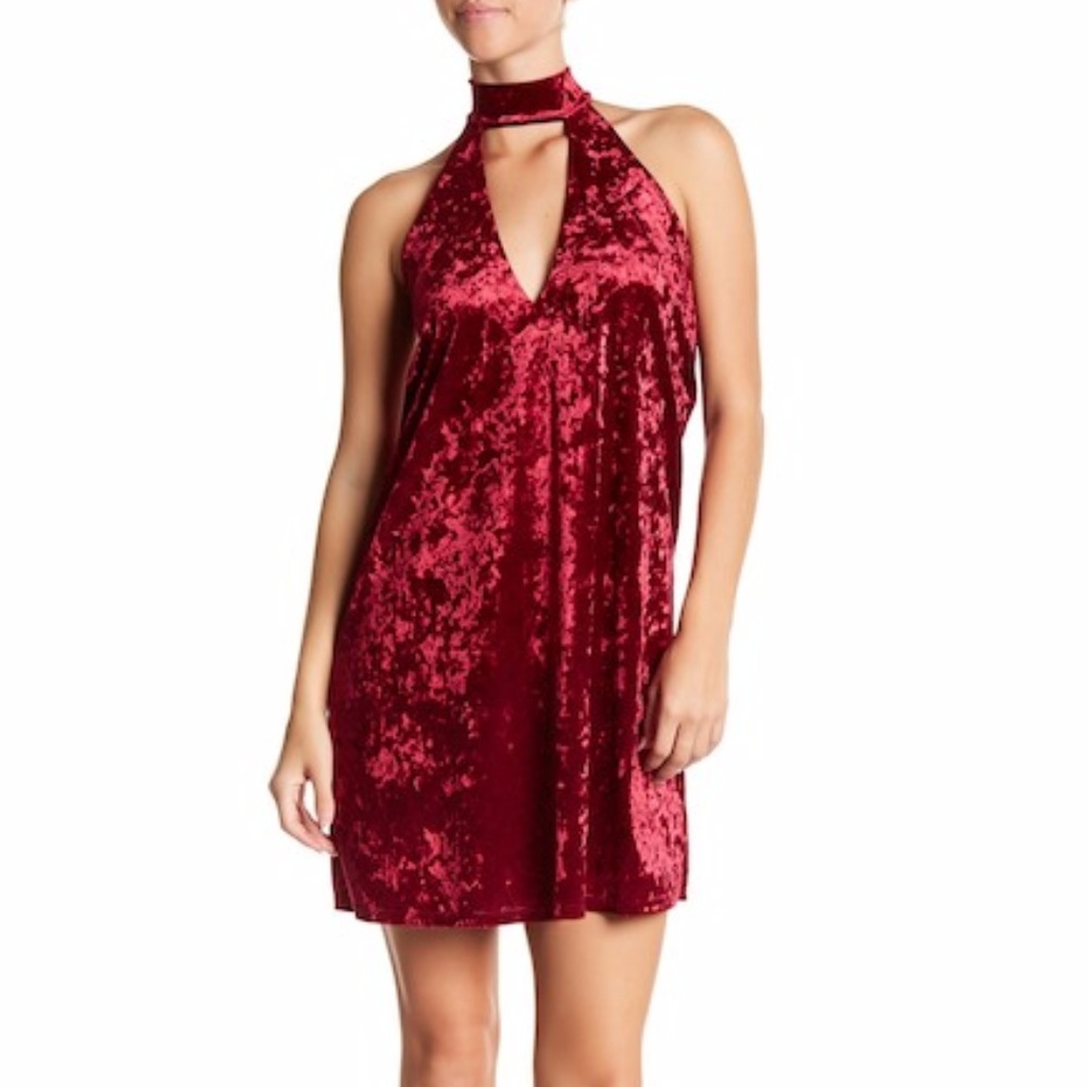 Whyte Eyelash Velvet High-Neck Shift Dress